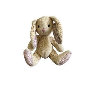 Pier 1 One Imports Hopper Bunny Rabbit Plush Tan Floral Soft Stuffed Animal